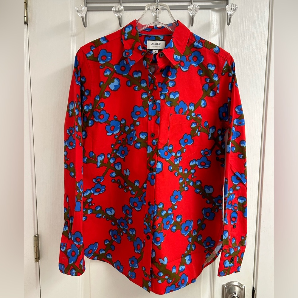 NWT J. Crew Collection Long Sleeved Shirt, Womens Size 8 Red